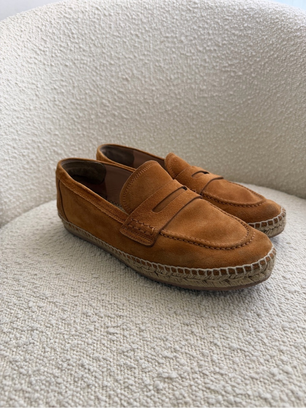 Gianvito Rossi Suede Espadrille Loafers in Cognac